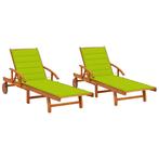 vidaXL Ligstoelen 2 st met kussens massief acaciahout, Verzenden, Nieuw