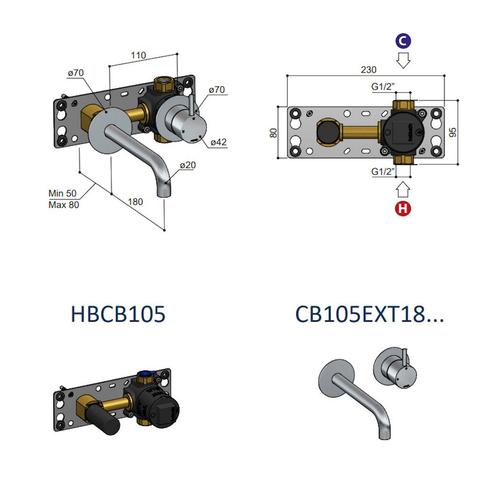 Inbouw Wastafelkraan Hotbath Cobber 18cm Gebogen Uitloop, Doe-het-zelf en Verbouw, Sanitair, Ophalen of Verzenden