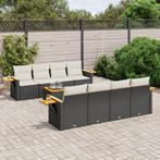 vidaXL 9-delige Loungeset met kussens poly rattan zwart, Tuin en Terras, Tuinsets en Loungesets, Verzenden, Nieuw, Rotan, Loungeset