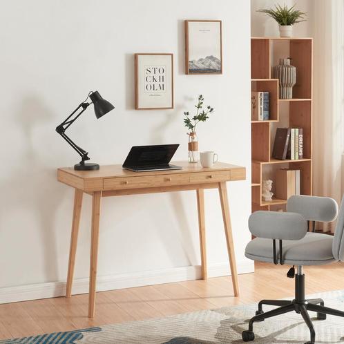 [en.casa] Bureau Hässleholm 75x100x50 cm bamboe, Huis en Inrichting, Bureaus, Nieuw, Verzenden