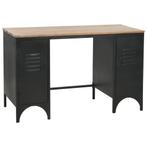vidaXL Bureau 120x50x76 cm massief vurenhout en staal, Verzenden, Nieuw