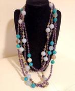 Zilver, Crisopraas, amethist, calcedoon - Halsketting