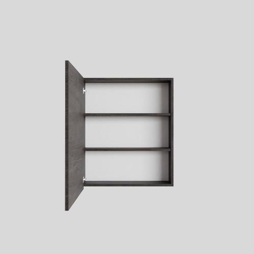 Spiegelkast BWS Cube 60x70x16 cm 1 Deur Donkerbruin, Doe-het-zelf en Verbouw, Sanitair, Bad, Nieuw, Ophalen of Verzenden