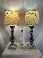 Tafellamp (2) - Staal, Chroom, Textiel - Hotel Lamp, Antiek en Kunst