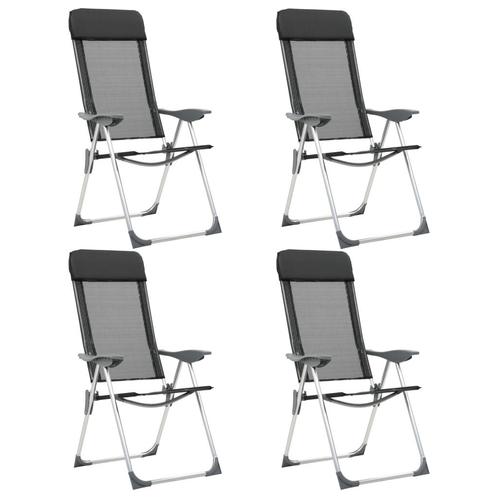 vidaXL Campingstoelen inklapbaar aluminium zwart 4 st, Caravans en Kamperen, Kampeermeubelen, Nieuw, Verzenden