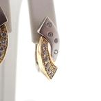 Bicolor gouden oorstekers met zirconia | Altinbas (witgoud), Sieraden, Tassen en Uiterlijk, Gebruikt, Overige kleuren, Ophalen of Verzenden