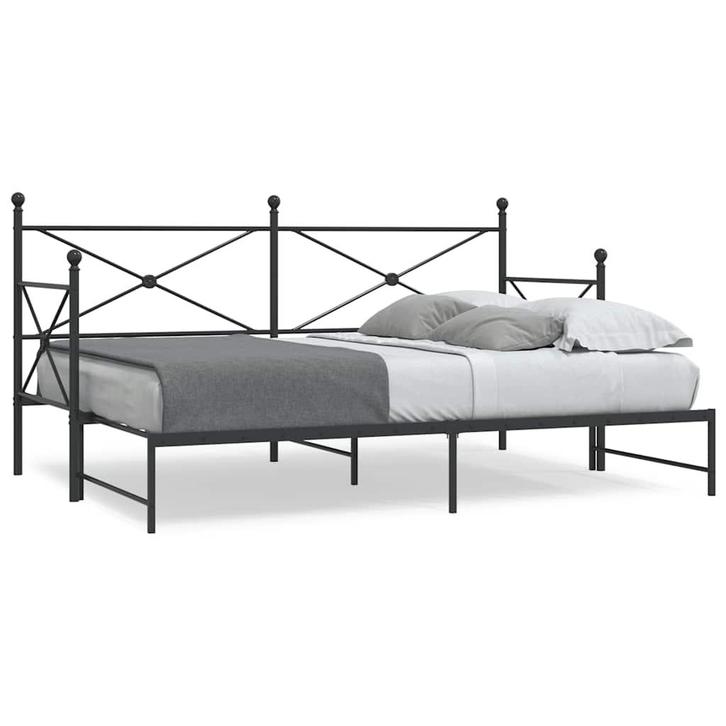 vidaXL Slaapbank met onderschuifbed zonder matras 90x190cm, Huis en Inrichting, Slaapkamer | Bedden, 90 cm, 190 cm of minder, Zwart
