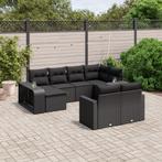 vidaXL 10-delige Loungeset met kussens poly rattan zwart, Verzenden, Nieuw, Rotan, Loungeset