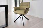 Draaistoel LE GRAND taupe echt leer getextureerde stof zwart, Huis en Inrichting, Stoelen, Ophalen of Verzenden, Nieuw