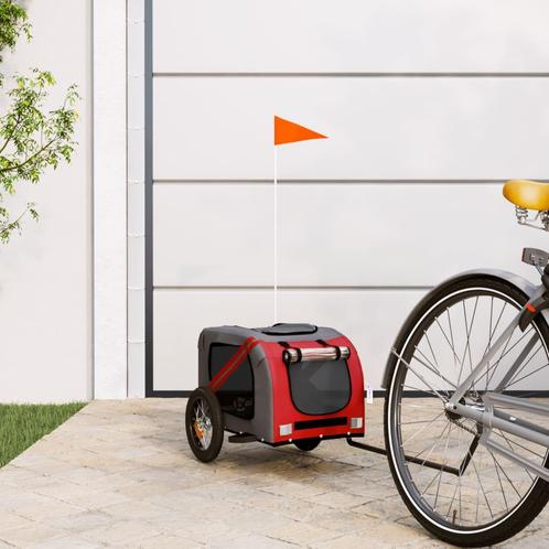 vidaXL Hondenfietstrailer oxford stof en ijzer rood en grijs, Dieren en Toebehoren, Overige Dieren-accessoires, Nieuw, Verzenden