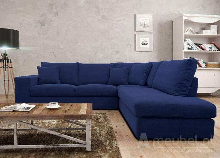 Hoekbank Gouda - hoekbanken - Blauw, Huis en Inrichting, Banken | Sofa's en Chaises Longues, Nieuw, Stof