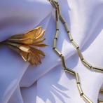 Gouden bamboo schakel ketting | 46 cm (ketting voor hanger), Ophalen of Verzenden, Gebruikt, Overige kleuren, Goud