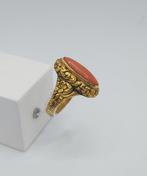 Ring - 19.2 kt. Geel goud Koraal, Sieraden, Tassen en Uiterlijk, Ringen, Nieuw