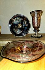Anton Marek - Schaal (3) - Vaas en twee glazen schalen,, Antiek en Kunst