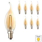 Set van 8 LED kaarslampen vlam E14 | 0.6 watt | 2500K warm, Verzenden, Nieuw, E14 (klein), Overige typen