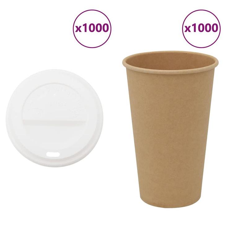 vidaXL Papieren koffiekopjes met deksel 1000 st 16oz 400 ml, Huis en Inrichting, Keuken | Servies, Nieuw, Verzenden