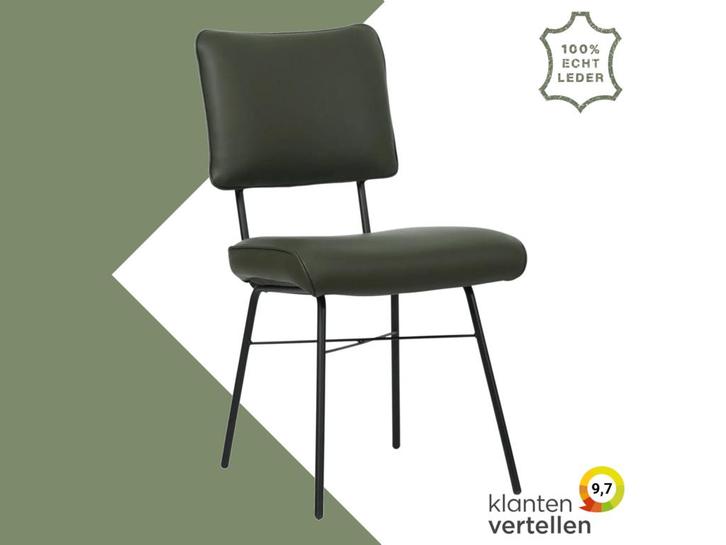 Leren eetkamerstoel Solid - Toledo Verde (donkergroen) -, Huis en Inrichting, Stoelen, Eén, Overige kleuren, Nieuw, Leer, Ophalen of Verzenden