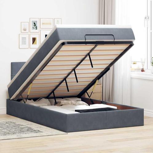 vidaXL Bed poef met matras en LEDs 120x190 cm fluweel, Huis en Inrichting, Slaapkamer | Bedden, 120 cm, 190 cm of minder, Grijs