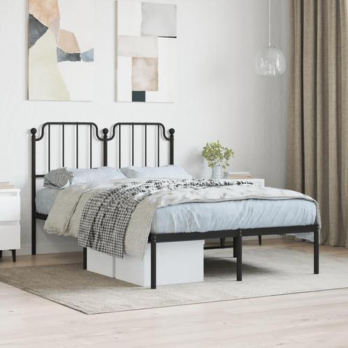 vidaXL Bedframe met hoofdbord metaal zwart 120x190 cm, Huis en Inrichting, Slaapkamer | Bedden, 120 cm, 190 cm of minder, Zwart