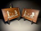 NO RESERVE - Een paar Vietnamese parelmoer houten panelen, Antiek en Kunst