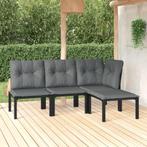vidaXL 4-delige Loungeset poly rattan zwart en grijs, Verzenden, Nieuw, Rvs, Loungeset