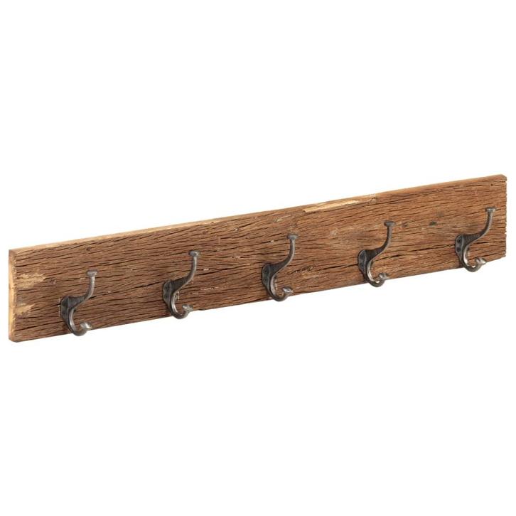vidaXL Wandkapstok met 5 haken 100x2,5x15 cm massief, Huis en Inrichting, Woonaccessoires | Kapstokken, Nieuw, Verzenden