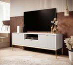 Meubella | TV-Meubel goud Wit 154cm hotel chique, Nieuw, 150 tot 200 cm, Overige materialen, Minder dan 100 cm