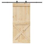 vidaXL Schuifdeur met beslag 100x210 cm massief grenenhout, Doe-het-zelf en Verbouw, Deuren en Horren, Verzenden, Nieuw