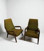 Fauteuil - Hout, Textiel - Twee vintage fauteuils., Antiek en Kunst