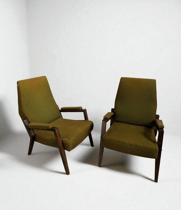 Fauteuil - Hout, Textiel - Twee vintage fauteuils., Antiek en Kunst, Kunst | Designobjecten