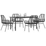 vidaXL 5-delige Tuinset met kussens poly rattan glas zwart, Tuin en Terras, Tuinsets en Loungesets, 4 zitplaatsen, Nieuw, Tuinset