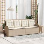 vidaXL Tuinbank met kussen Beige Poly riet, Tuin en Terras, Tuinsets en Loungesets, Verzenden, Nieuw, Rotan