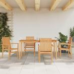 vidaXL 5-delige Tuinset massief teakhout, Tuin en Terras, Tuinsets en Loungesets, 4 zitplaatsen, Verzenden, Nieuw, Tuinset