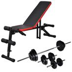 vidaXL Buikspierbank met halterset verstelbaar 30,5 kg, Sport en Fitness, Verzenden, Nieuw