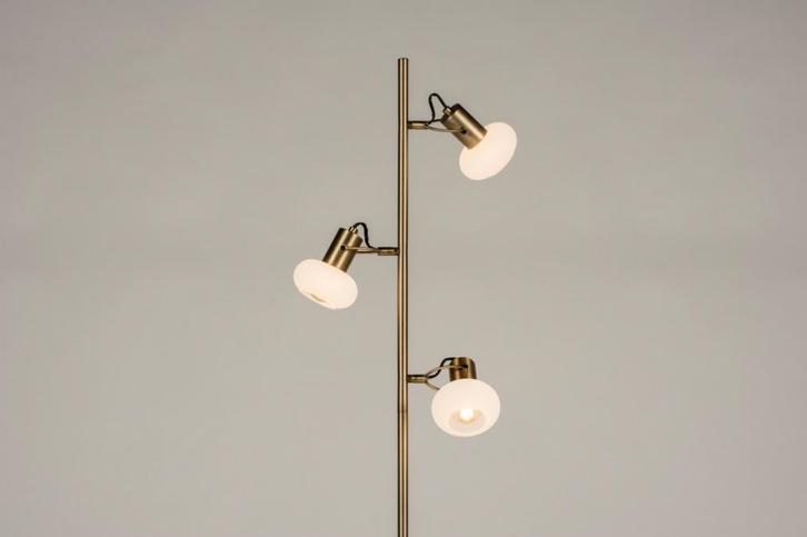 Rietveld Vloerlampen - Wit, Goud - Glas, Metaal, Huis en Inrichting, Lampen | Vloerlampen, Verzenden