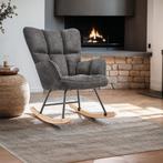 Schommelstoel Torve, gestoffeerd, gestikt patroon, houten sl, Huis en Inrichting, Stoelen, Verzenden, Nieuw