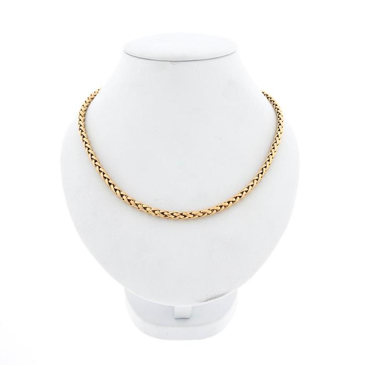 18 krt. Gouden vossenstaart schakel collier | 40,5 cm, Sieraden, Tassen en Uiterlijk, Kettingen, Overige kleuren, Gebruikt, Goud