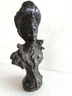 Beeldje, dame met hoed - 14 cm - Brons, Antiek en Kunst