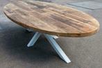 industriële/robuuste/unieke/houten/eettafel/vergadertafel, Metaal, 200 cm of meer, Ovaal, Unieke tafels / robuuste tafels / industriële landelijk design