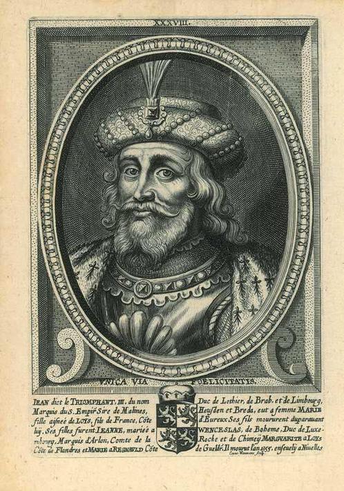 Portrait of John III, Duke of Brabant and Lothier, Antiek en Kunst, Kunst | Etsen en Gravures