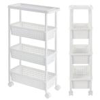 Keukentrolley kunststof met 3 manden 100x22x48 cm wit, Huis en Inrichting, Verzenden, Nieuw