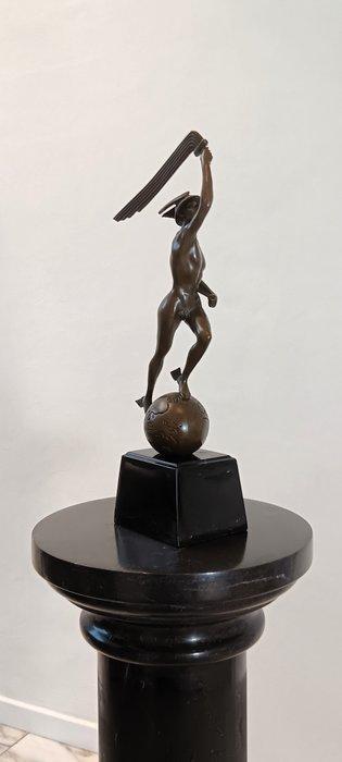sculptuur, mercury - 37 cm - brons marmer, Antiek en Kunst, Kunst | Designobjecten