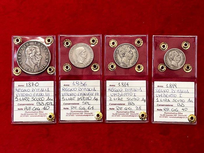 Italië, Koninkrijk Lotto 4 monete in argento Vittorio, Postzegels en Munten, Munten | Europa | Niet-Euromunten