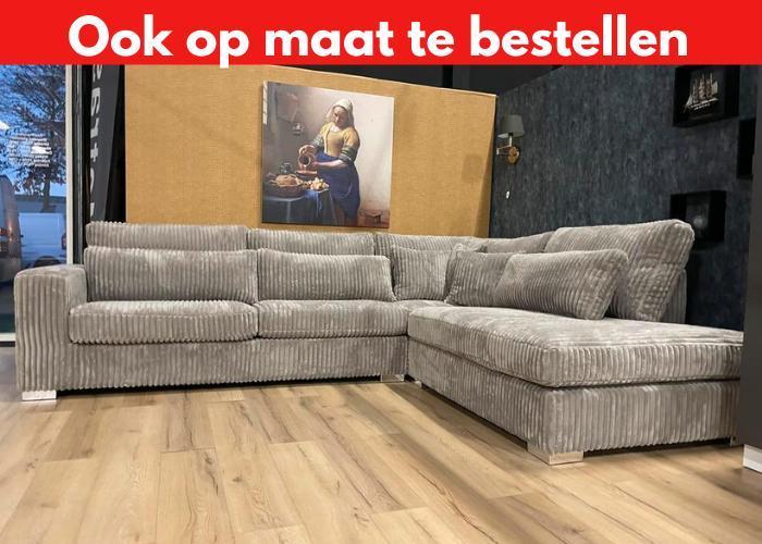 RIBBENSTOF! Hoekbank Coast in Taupe 300 x 250cm Eric Kuster, Huis en Inrichting, Banken | Bankstellen, 300 cm of meer, 150 cm of meer