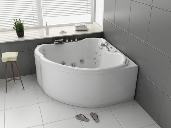 Veiling - Whirlpool Massagebad - Wit - Hoekbad - 138x138x68c, Doe-het-zelf en Verbouw, Sanitair, Nieuw