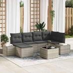 vidaXL Tuin Sofa Set met kussen 6 pcs Lichtgrijs poly rattan, Verzenden, Nieuw, Rotan