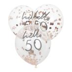 Rose Gouden Confetti Ballonnen 50 Jaar 30cm 5st, Verzenden, Nieuw