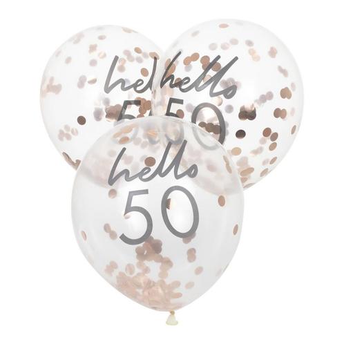 Rose Gouden Confetti Ballonnen 50 Jaar 30cm 5st, Hobby en Vrije tijd, Feestartikelen, Nieuw, Verzenden