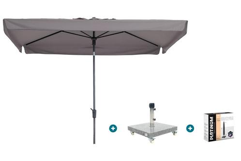 Madison Delos Luxe stokparasol 200x300 cm. - Taupe met, Tuin en Terras, Parasols, Parasolvoet, Nieuw, Kantelbaar, Verzenden