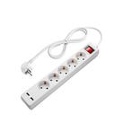 Stekkerdoos 5-voudig | Geaard | 1,5M kabel | Wit, Ophalen of Verzenden, Nieuw, Kabel of Snoer